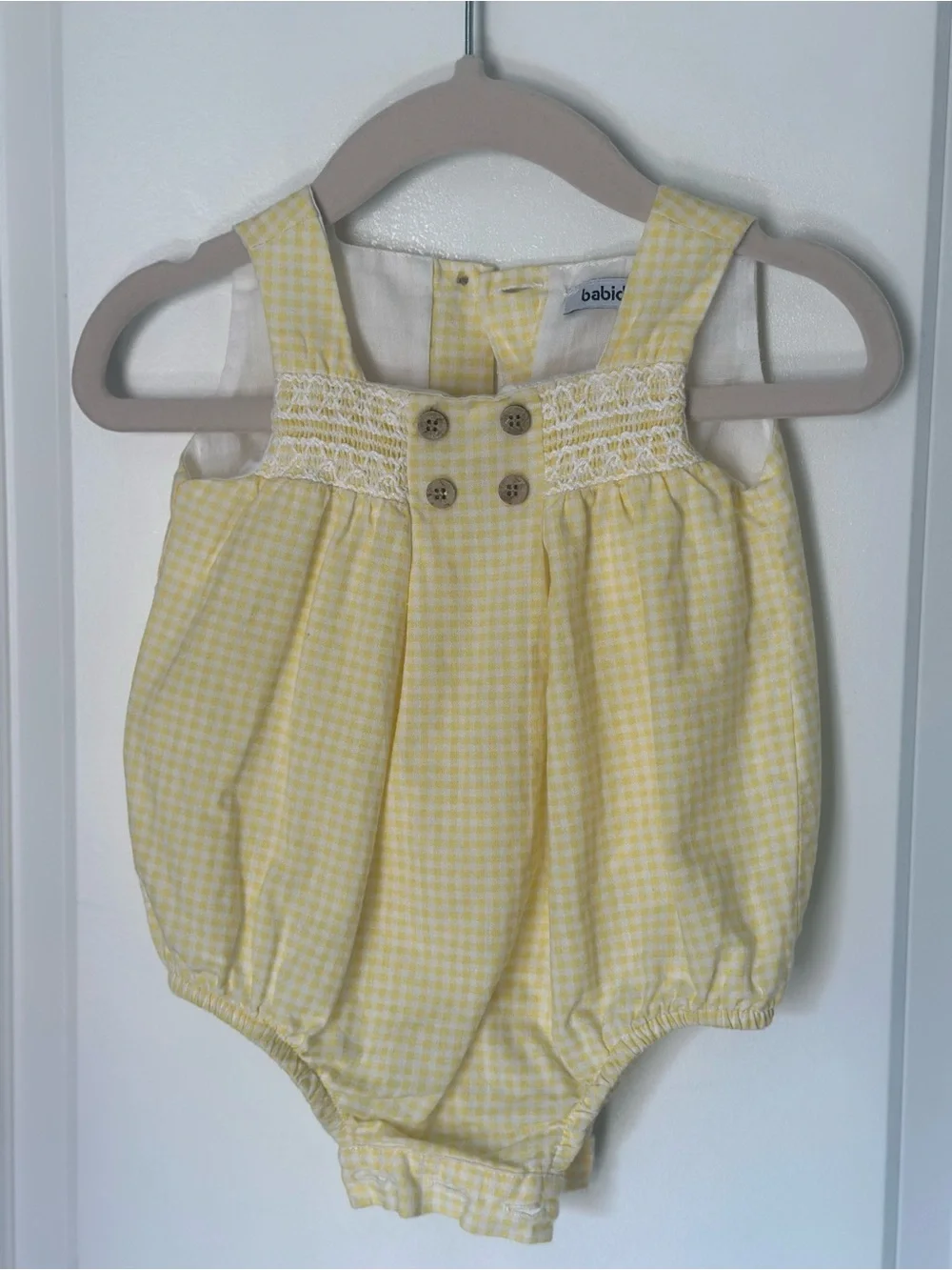 Babidu 3M Yellow Gingham Baby Romper